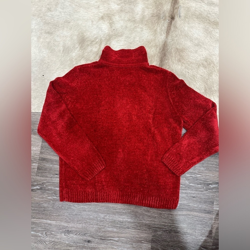 Vtg Alfred Dunner Sweater Holiday Floral Embroidered Collared Granny Core PS Red - Picture 5 of 6